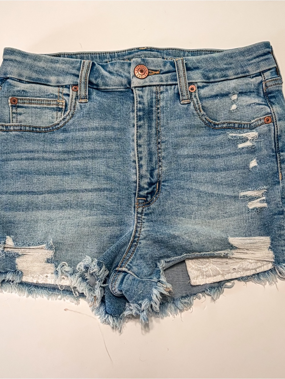 American Eagle Outfitters Blue Hi-Rise Stretchy Jean Shorts
